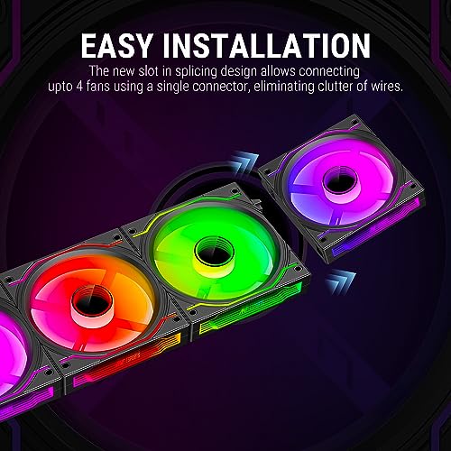 Image of Ant Esports Crystaflow 3 in 1 120mm ARGB Case Fan Kit with ARGB Controller, 2000 RPM, 58.23 CFM Airflow - Black