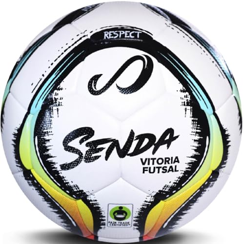 Senda Vitoria Premium Match Futsal Ball, Fair Trade Certified, Red/Light Blue, Size 3 (Ages 8-12)