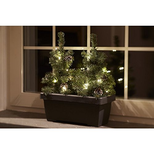 BRUBAKER Blumenkasten mit knstlichen Weihnachtsbumen, Balkon- Weihnachtsbeleuchtung 2X Tannenbaum, 8X Tannenzapfen, LED Lichterkette,  Batteriebetrieben : Amazon.de: Kche, Haushalt & Wohnen
