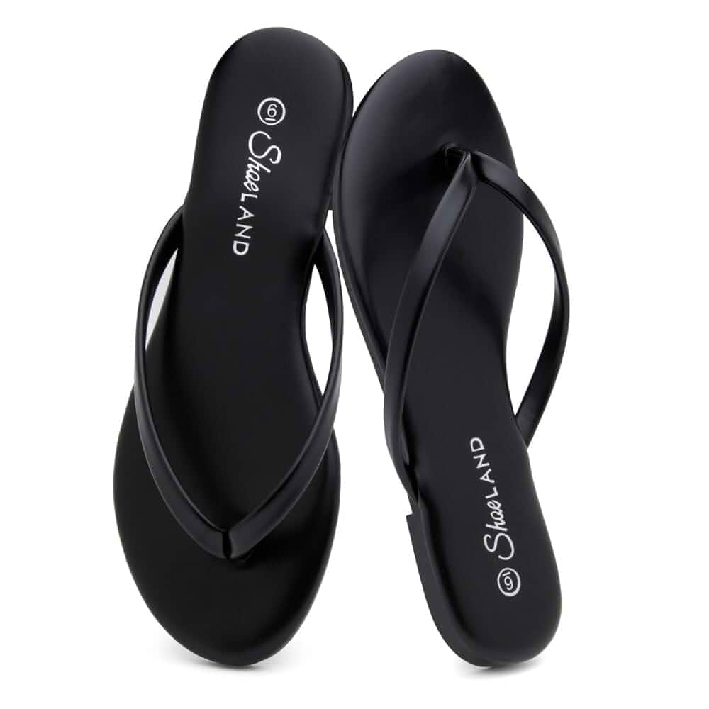 Shoe Land Thong Flip Flops for Women, Memory Foam Flat Sandals, Lightweight Summer Slides, Non Slip Comfort Sandals for Beach, Travel and Everyday Wear