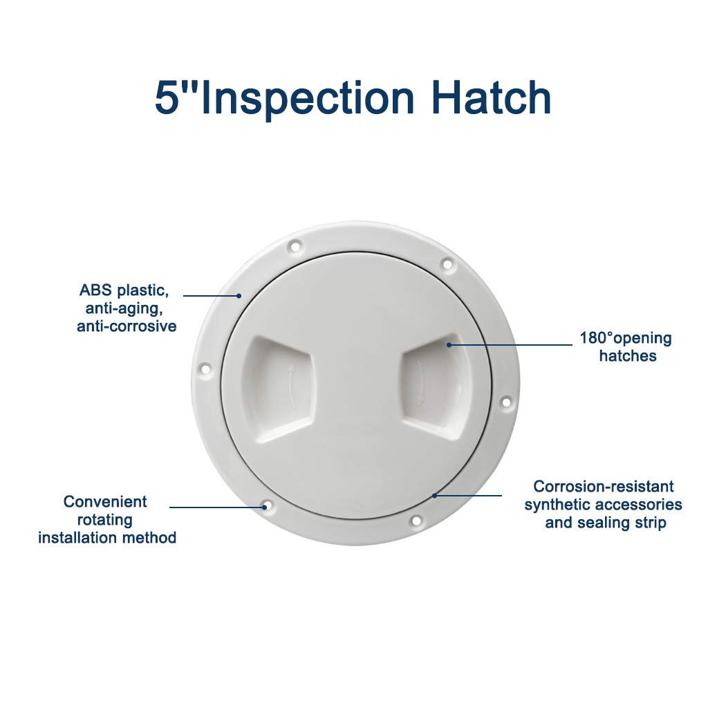 Gazechimp Marine Boat Kayak Canoe Circular Hatch Cover Deck Plates for Boats, White, 5-1/2 Inch