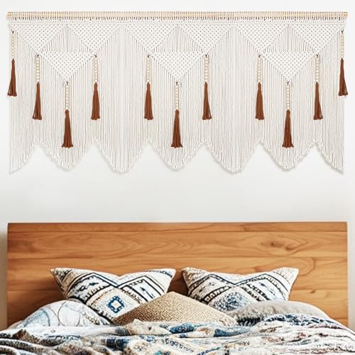 ANROYE Large Macrame Wall Hanging, Boho Woven Tapastry with Wood