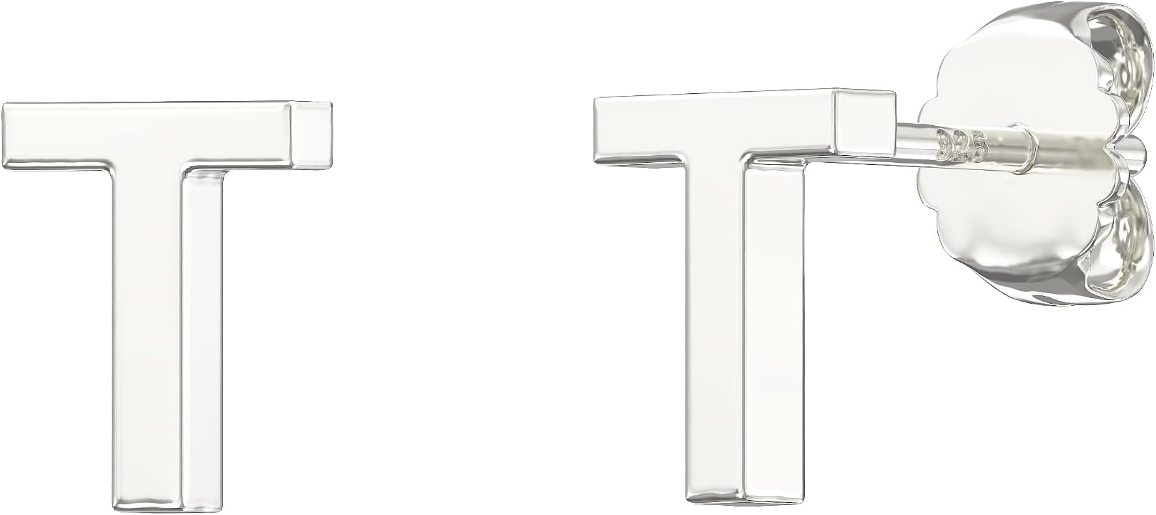 Aeon Jewellery Alphabet Initial Earrings | Plain 925 Sterling Silver Studs | 5.5 x 3.8mm | Polishing Cloth & Gift Box Included | Gifts for Women