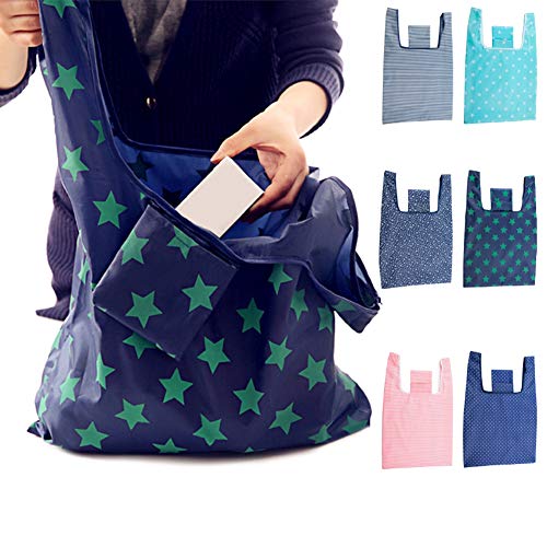cA0boluoC - Juego de 6 Bolsas Plegables de Tela Oxford para la Compra, Bolsa de Almacenamiento, Reutilizables, duraderas, Impermeables, convenientes para el hogar, Herramienta de Compra