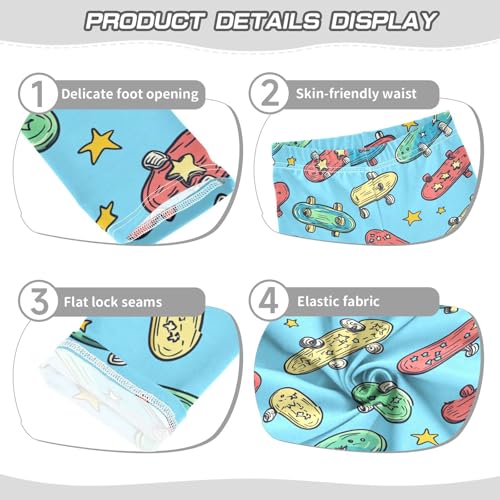 Vintage Gold Star Red Yellow Skateboards Girls Leggings Kids Yoga Pants Dance Active Tights 4T3