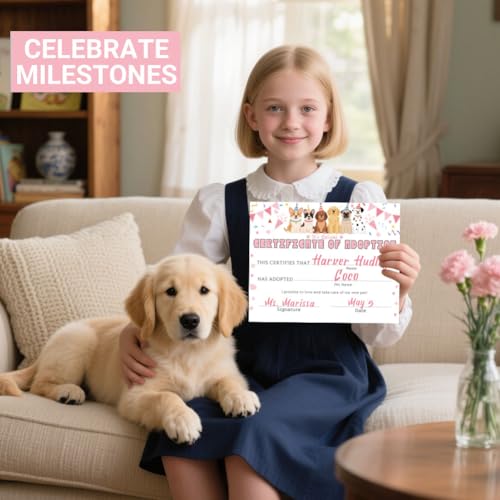 Doodlream 30 Stück Haustier Adoptionszertifikat Papier 20 x 25 cm Großes Papier Zur Adoption Eines Welpen für Tierheime und Tieradoptionszentren