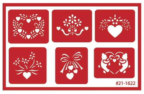 3 Armour Etch Over N Over Reusable Glass Etching Stencils Set | Heart, Floral, Star, Circle Borders and Patterns