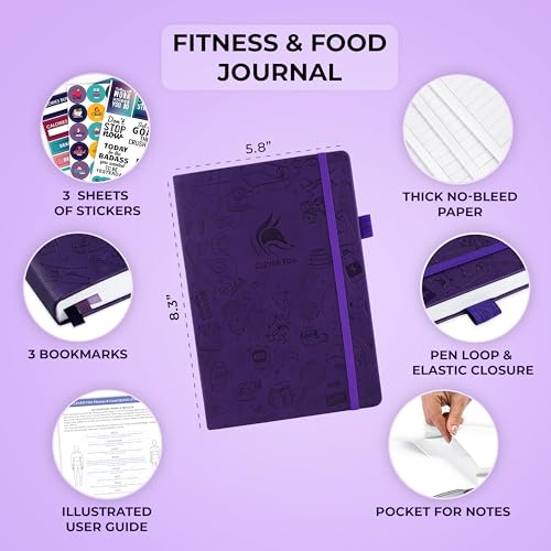 Clever Fox Fitness & Food Journal – Nutrition & Workout Planner for Women & Men – Diet & Gym Exercise Log Book with Calendars, Diet & Training Trackers - Undated, A5 Size, Hardcover (Purple) by Clever Fox - Image 2