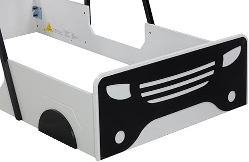 Miniatura 8 de Cama de plataforma en forma de auto de tamaño individual con ruedas cama en forma de auto de carreras de estilo moderno con soporte de listones de