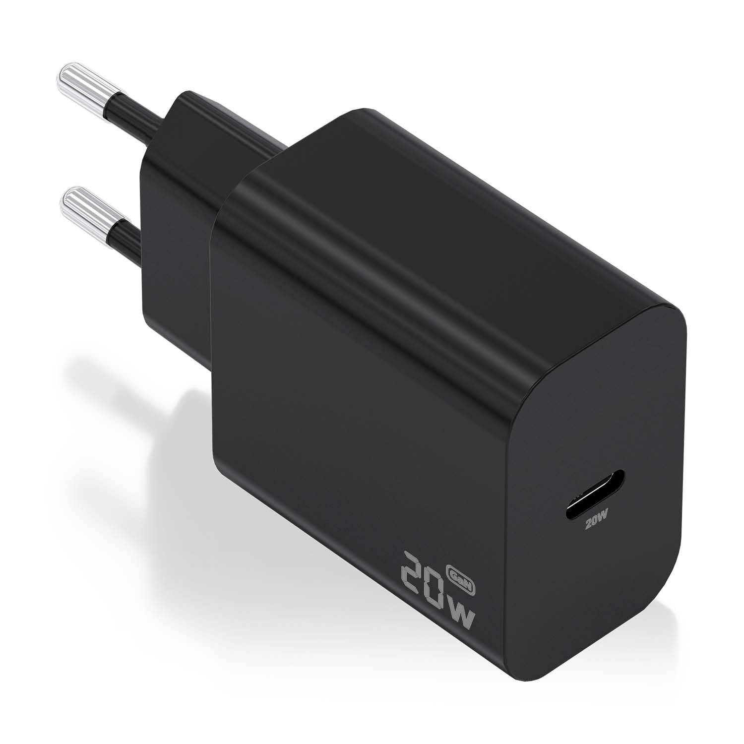 Cargador de Pared GaN Aisens A110-0939/ 1xUSB Tipo-C/ 20W/ Negro