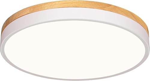 Miniatura 10 de Vikaey Moderna lámpara de techo LED de madera, simple lámpara de techo gris empotrada, accesorios de iluminación circular cerca del techo para sala