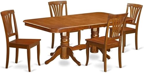 Miniatura 18 de East West Furniture NAAV7-SBR-LC - Juego de mesa y sillas de cocina de 7 piezas consta de una mesa de comedor rectangular con hojas de mariposa y 6