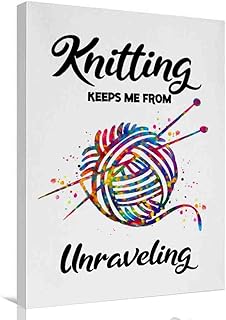 Canvas Art Prints,Knitting Quote Watercolor Print Wall Art Yarn Knitted ...