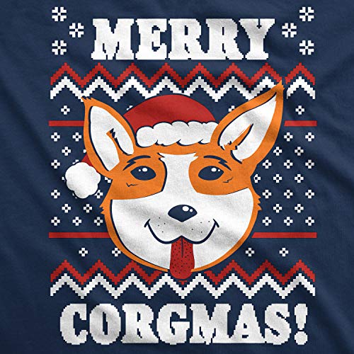 Mens Merry Corgmas T Shirt Funny Corgi Graphic Dog Ugly Christmas Sweater Tee (Navy) - Xl #TOP1