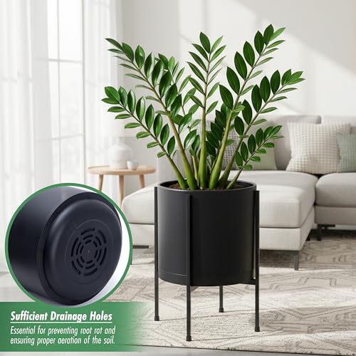 D'vine Dev Plastic Planter Pot with Metal Stand, Black, 12 in, 55-D-B-3 by D'vine Dev - Used condition - Image 5