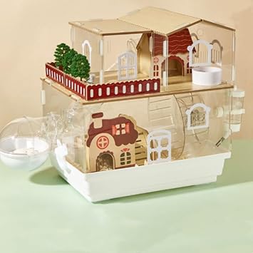 Hamster Cage for Small Animals 1 - 3 Tier Design, Clear Acrylic, Breathable, Easy to Clean, Can be Divided in Zones, Pet Cage, Portable, Suitable for Outdoor/Indoor Use, Includes Food Bowl +