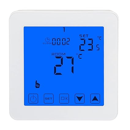 Ubersweet Thermostat, Convenient Installation Boiler Thermostat Touch Button Real Time Display for Residence for Water Heating for Home for Bathroom