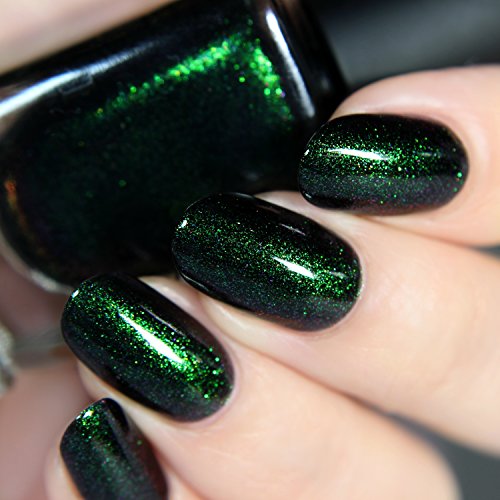 Ilnp Salem - Rich Black Green Shimmer Nail Polish #TOP6
