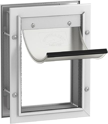Miniatura 1 de Hakuna Pets Puerta de aluminio de lujo para mascotas, gatos y perros con panel de bloqueo de 2 vías para pantallas, puertas y paredes de hasta 2.8