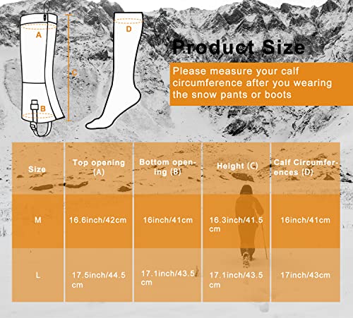 Zhiyin Snow Leg Gaiters, Waterproof Gaiters For Snow Boots, Winter Hiking Gaiters For Men And Women, Outdoor Shoe Gaiters With Anti-Tear 600D Nylon For Snowshoeing Climbing Hunting #TOP5