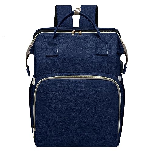 ZIROXI Con Cuna Mochila Carro Bebe, Bolso Cambiador Con Portátil Cuna Mochila Bebe Con Colchón Bolsa Maternidad Hospital Mochila Bebé Unisex Gran Capacidad,NavyBlue