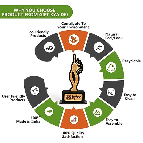 Image of GKD Best Husband Trophy - Premium Wooden Tabletop Award for Husband's Birthday, Anniversary, Valentine's Day (Size 10x6)
