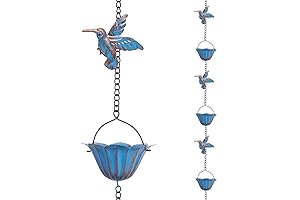 Copper Hummingbird Rain Chains for Outside - 13.4FT Rain Chain Downspout