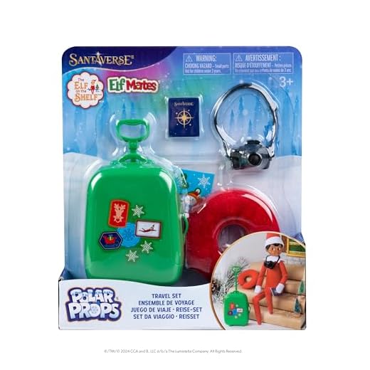 The Elf on The Shelf® Polar Props® Travel Kit | Mini-Koffer, Kamera, Reisepass & Nackenkissen | Scout Elf Accessoires