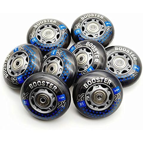 K2 Booster Skate Rollen 8 STÜCK 72mm/80A + ILQ5 + ALU Spacer Cover
