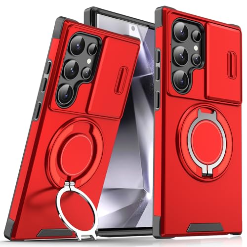 Coque Samsung S25 Ultra magnétique de haute qualité rouge avec cadre photo renforcé