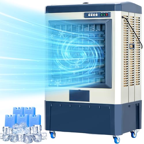 Image of Uthfy 35 inch Evaporative Air Cooler, 2800 CFM Swamp Cooler Air Conditioner with 7.5 Gal Water Tank, 5 Ice Packs, 120 Oscillation, Portable AC with 3 Speeds for 600 Sq.ft Outdoor, Patio, Warehouse Use