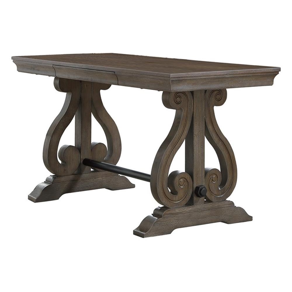 HomeleganceHidden Drawer Writing Desk, 60" W, Antique Gray