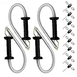 Electric Fence Spring Gate Handles Kit, Electric Fence Handle Set with Anchors, 16-Feet Tension Spring (Black) (4)