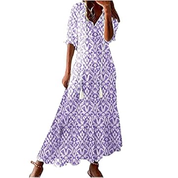 Vestidos femininos curtos até o cotovelo manga decote V maxi longo praia vitoriana havaiana peplum vestidos femininos 2024, E-180 Roxo, P
