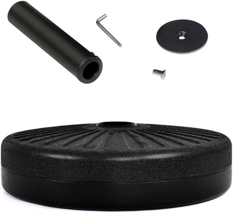 Pemberly Row Round Patio Umbrella Base Stand, 20-Inch Diameter, HDPE Material, 23L Water-Filled Capacity, Black Finish, Weather-Resistant Design for Outdoor Terrace, Patio, or Poolside Use