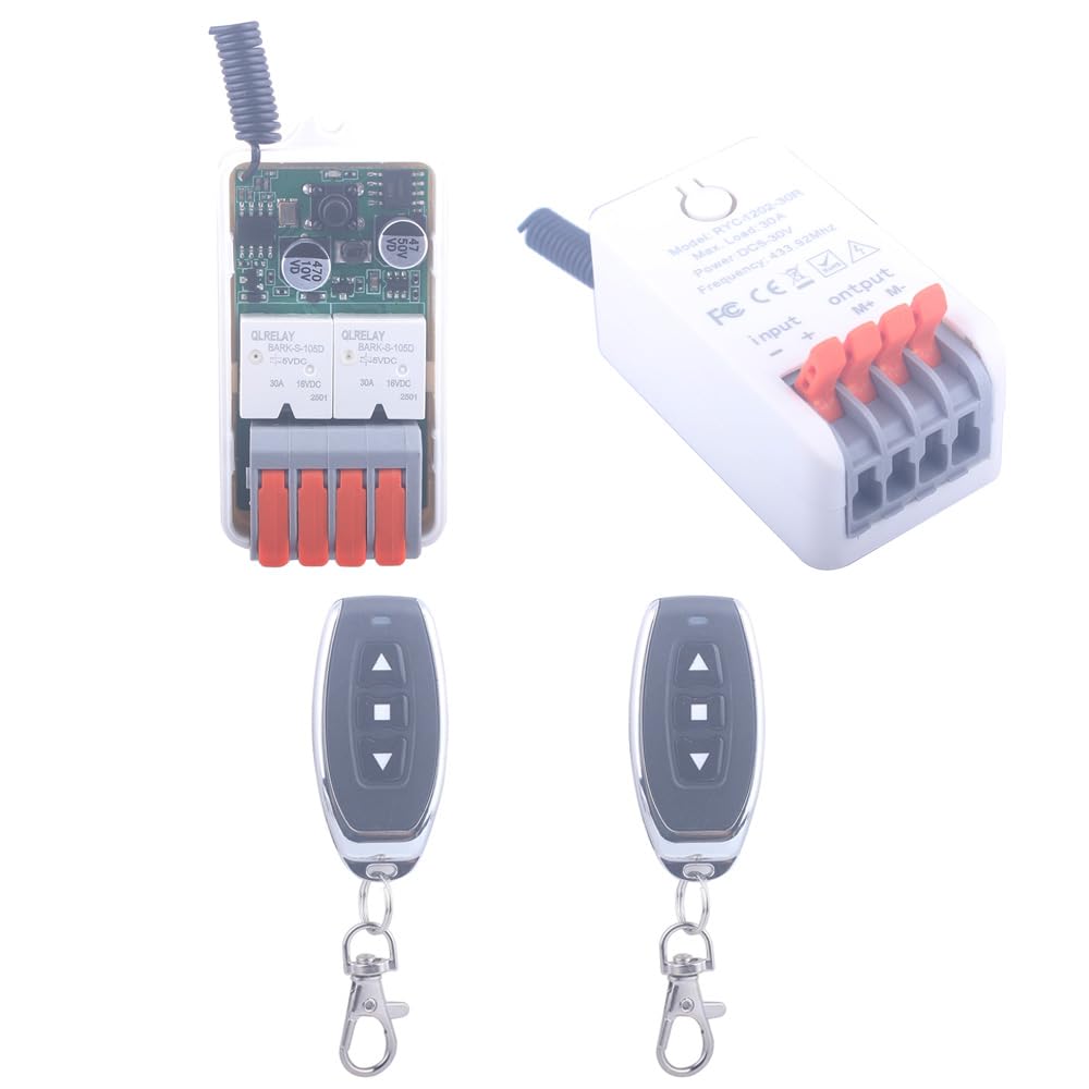 5V-30V 12V Commutateur de commande à distance avant/arrière pour moteur,mini-commutateurs relais sans fil récepteur, contrôleur d'actionneur linéaire pour à mouvement (Blanc)