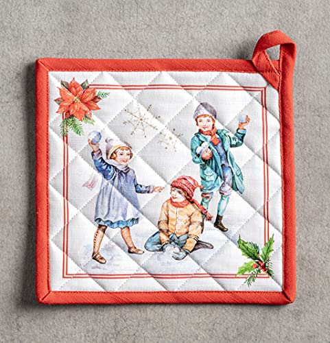 Maison d' Hermine Oven Mitt + Pot Holder 100% Cotton Heat Resistant Oven Mitt (19cm x 33cm) & Pot Holder (20cm x 20cm), Chef, Women & Men Party, Chromo - Thanksgiving/Christmas - Image 4