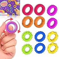 Fidget Ring Kinder, 12 Stück Anti Stress Ring Kinder, Anti Stress Rings zur Beruhigung in Schule und Alltag, Ideal für Konzentration und Handbewegung