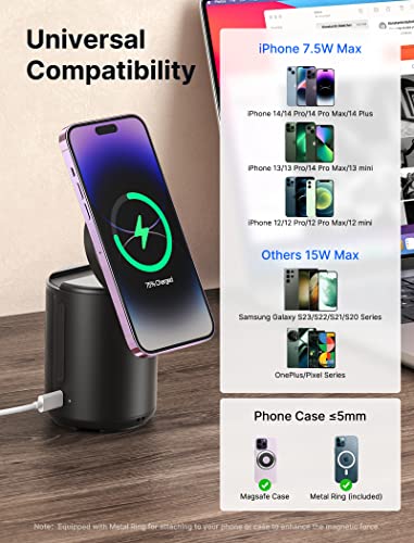 Jsaux Cell Phone Stand With Wireless Bluetooth Speaker And Magnetic Wireless Charger, Compatible With Iphone 15/Samsung thumb #6