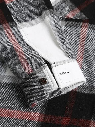 Image of ZAFUL Unisex Plaid Flannel Shirt Jacket Button Down Long Sleeve Pocket Coat Outwear | Mens Fall Clothes Lightweight Long Sleeve Button Down Flap Pocket Jacket Tops for Fall&Winter 2026