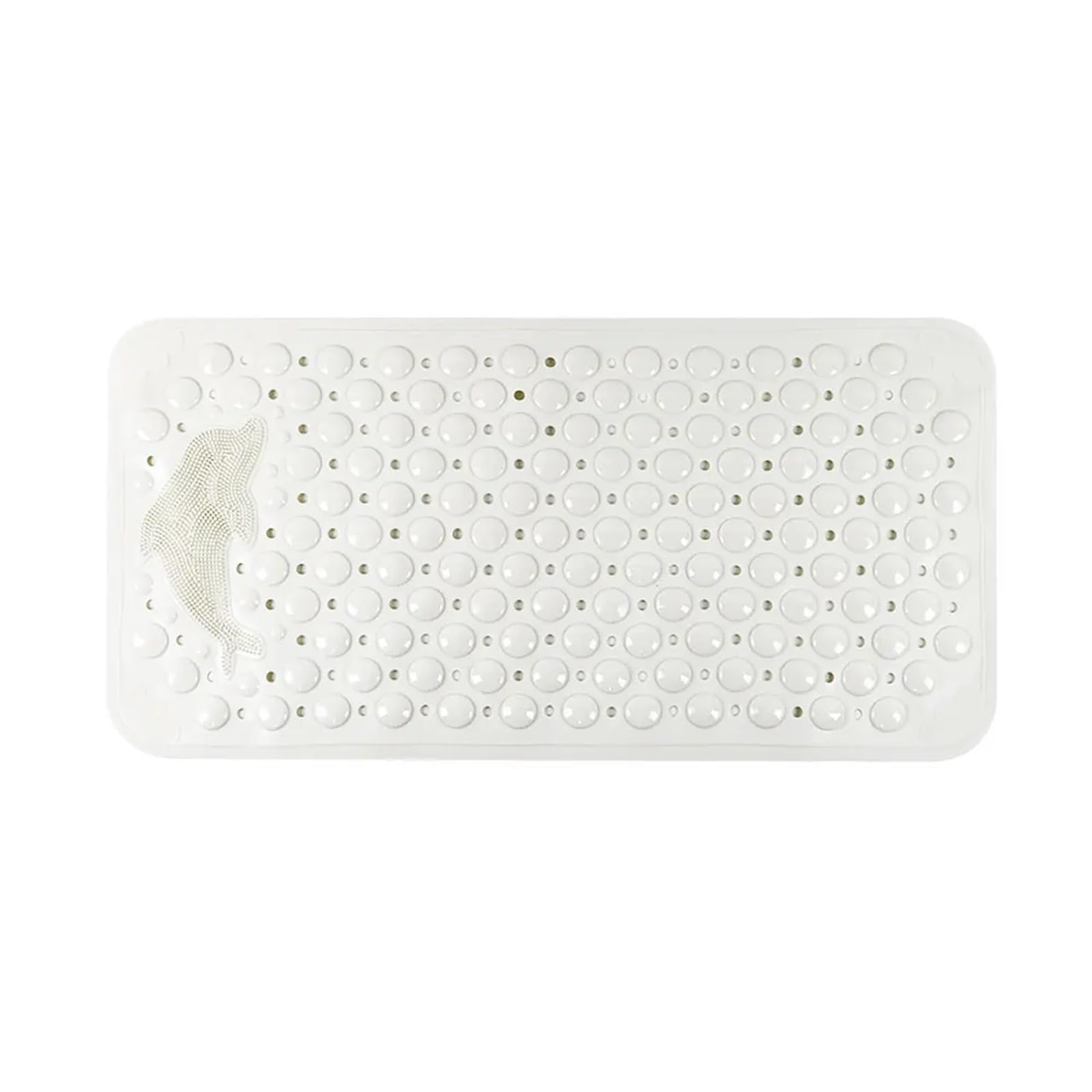 Alfombrilla de baño antideslizante con ventosas, orificios de drenaje, almohadilla para los pies, color blanco, 85 cm x 54 cm, experiencia de ducha segura y cómoda
