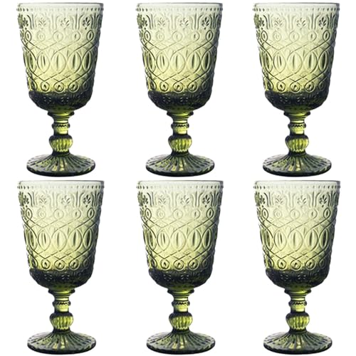 Taganov Green Drinking Glasses set of 6 Red Wine...