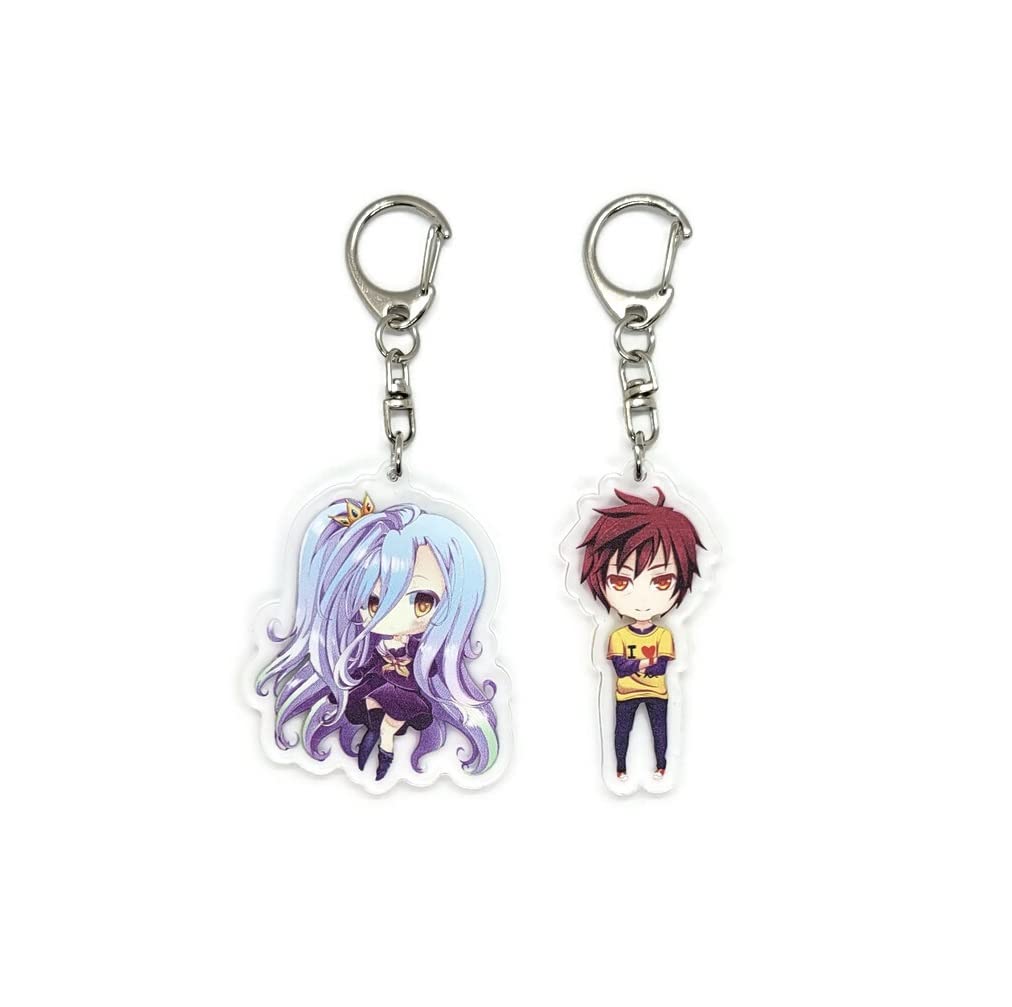 EBTY DREAMS Inc. - Set of 2 No Game, No Life Acrylic Keychain Sora, Shiro v1, Multicolored, Pendant Height: 2 inches