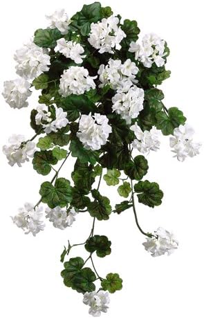 Arcadia Silk Plantation 47" Water-Resistant Geranium Hanging Bush x14 WHITE (pack of 2)