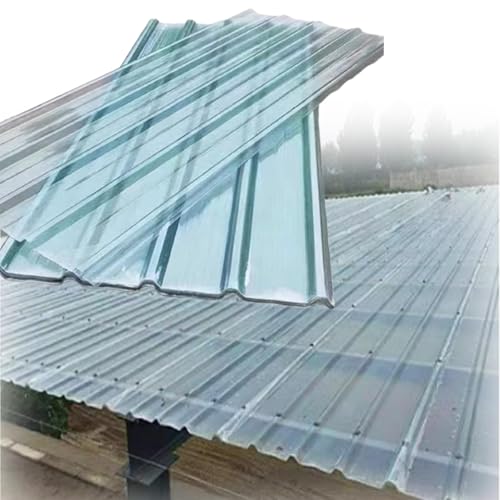 Placa Ondulada Para Exterior, Plancha Transparente De 1.0mm, Paneles De Techo Silencioso, Garaje Corrugado, Resistente A Los Rayos UV, A La Lluvia Y A La Nieve, Con Tornillo(8Pcs,0.9x0.8m/35x31in)