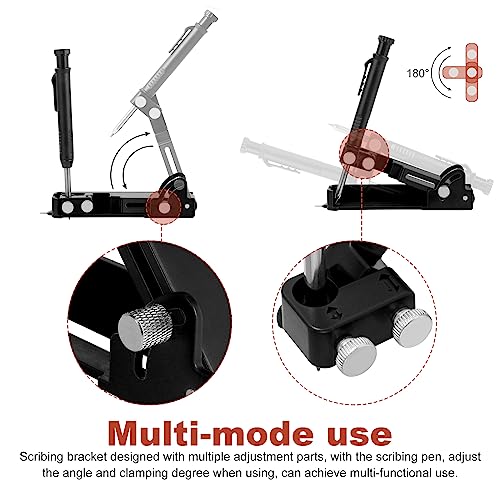 Faankiton Multifunktionales Anreißwerkzeug Anreißer-Linienmarker Holzbearbeitung Anreißwerkzeug mit Tieflochstift Konstruktionsbleistift Zimmermannsbleistift DIY Holzbearbeitung Anreißer (Schwarz)