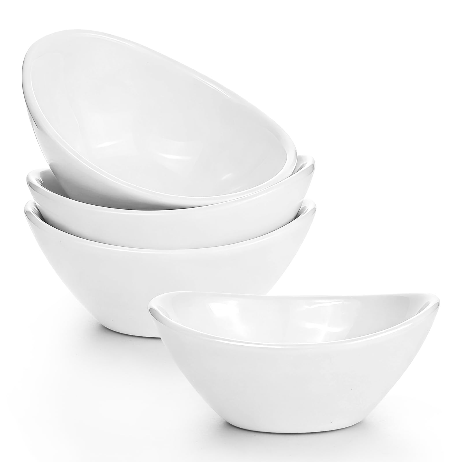 Aleker 4-Piece Set White Ceramic Dipping Bowls,90ml Dip Bowls Small Serving Bowls White Ramekins Nibbles Bowls Soy Sauce Dish for Dips,Side Dishes,Snack,Pudding & Ice Cream Microwave Dishwasher Safe