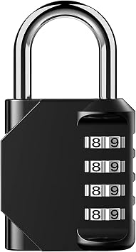 BeskooHome Code Padlock, 4 Digit Outdoor Waterproof Resettable Combination Padlock for School Gym Locker, Shed, Cabinet, Tool Box, Garage, Gate, 1 Pack Black