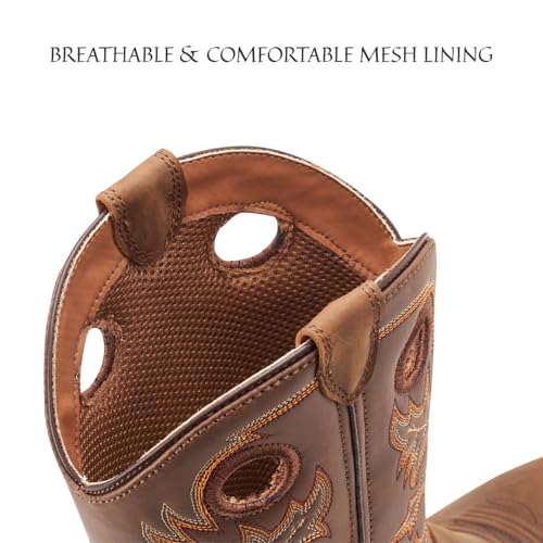 Image of SUREWAY Western Boots For Men - Mens Square Toe Cowboy Boot, Oil /Slip Resistant, Durable Fashionable Classic Pull on 10 Inch Mid-Calf Wellington Boots