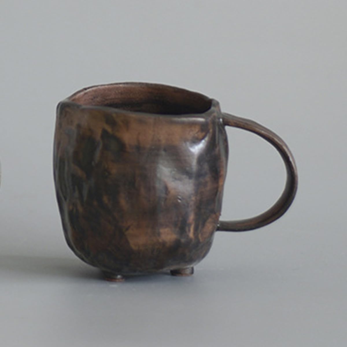 Vintage Tasse 300ml aus Keramik mit Dekorativem Design | Handbecher, Keramik Haferflockenbecher, Schwarz, Einfache Reinigung, Japanischer Stil